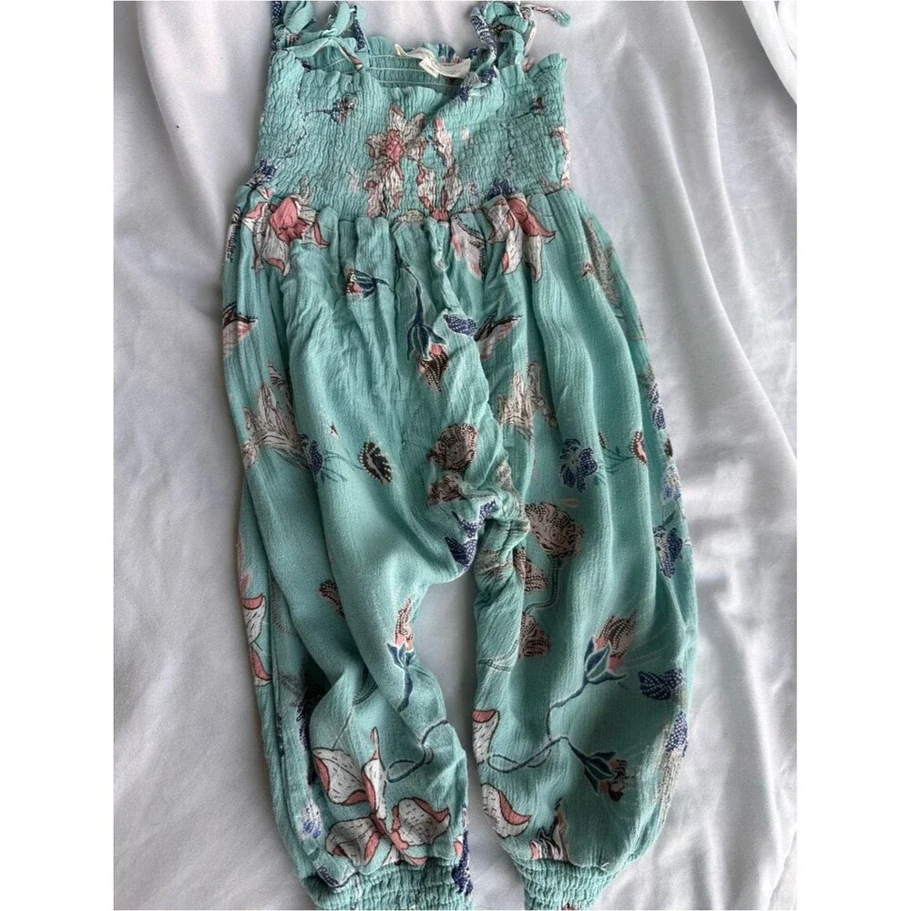12M Girls' Floral Mint Jumpsuit Romper